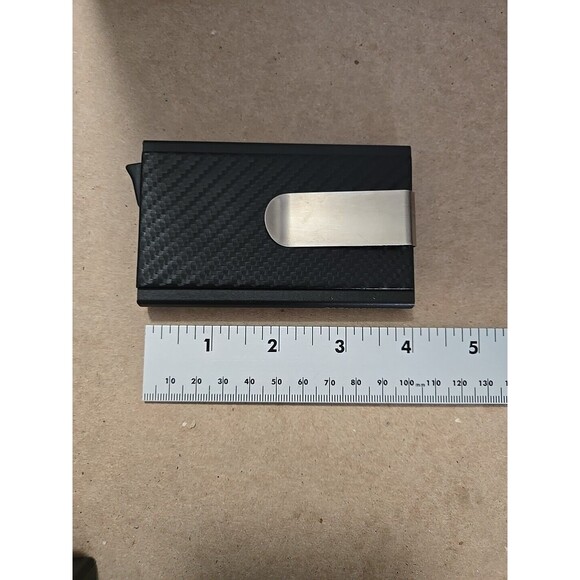 MOSIYEEF Smart Secure Card Wallet Black Carbon Fiber Minimalist Pop Up - Picture 4 of 6